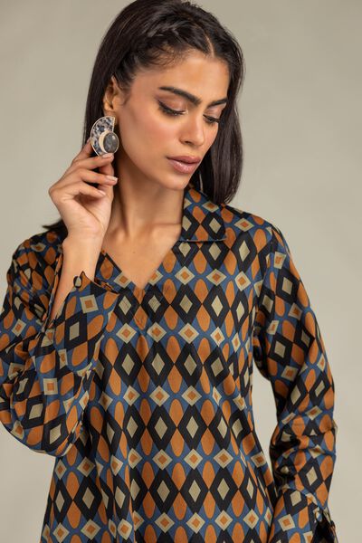 Printed | Cambric | Longline Cambric Kurta | AED 150.00