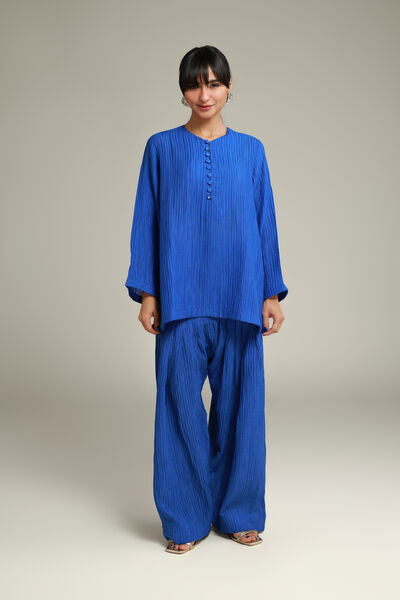 Dyed | Blended Crinkle | Navy Crinkle Shalwar | AED 130.00