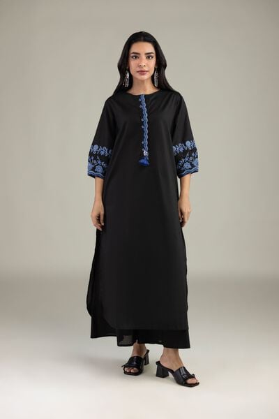 Embroidered | Cambric | Black Solid Pants | AED 130.00