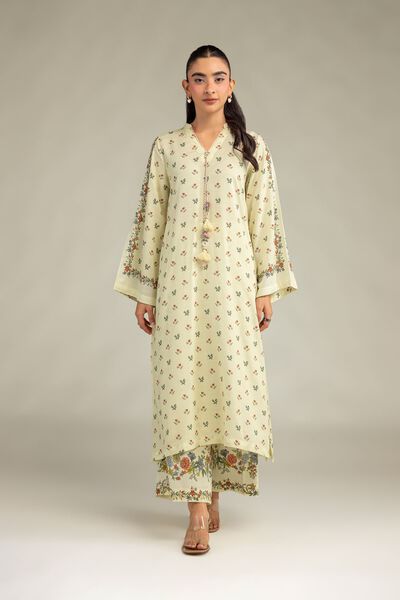 Printed | Raw Silk | Floral Silk Pants | AED 150.00