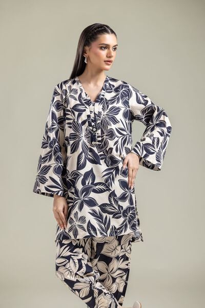 Printed | Cotton Dobby | Floral V-Neck Kurta | AED 100.00