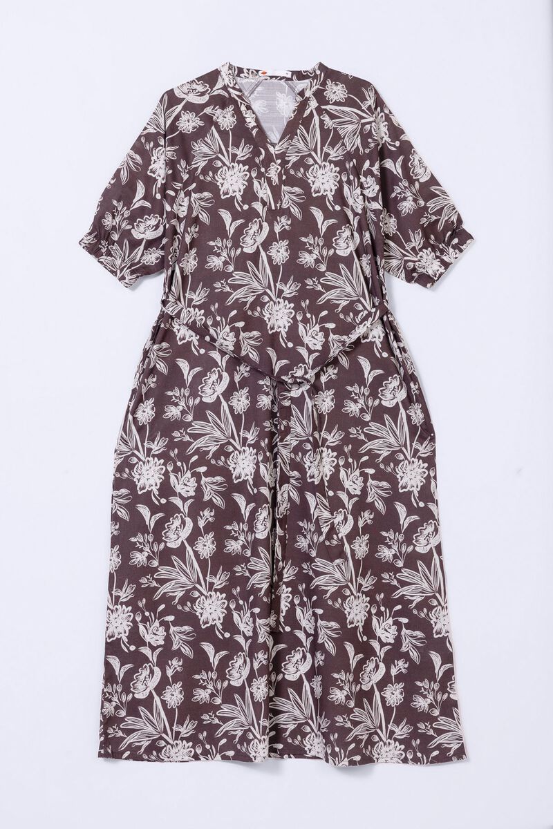 Printed | Dull Raw Silk | Maxi Dress | AED 42.00