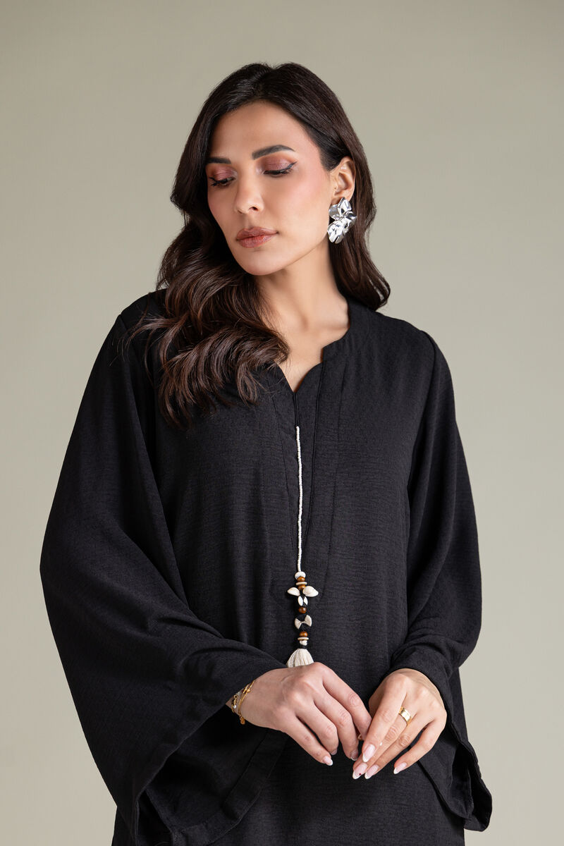 Dyed | Textured Georgette | Solid Black Kurta | AED 180.00