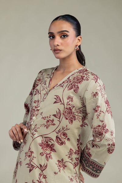 Printed | Cambric | Cambric Longline Kurta | AED 150.00