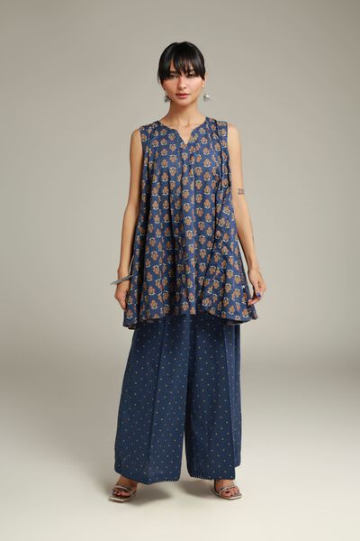 Printed | Cambric | Navy Cambric Pants | AED 130.00