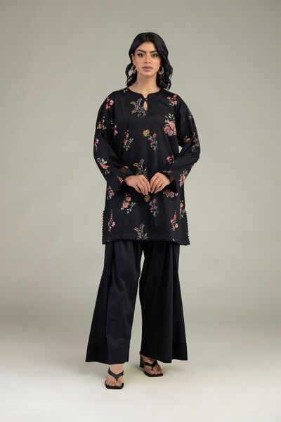 Embroidered | Cambric | Black Cambric Pants | AED 80.00