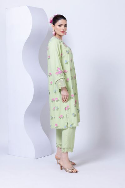 Embroidered | Crosshatch Raw Silk | Pants | AED 30.00