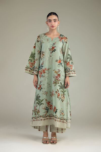 Printed | Cambric | Floral Beige Pants | AED 130.00