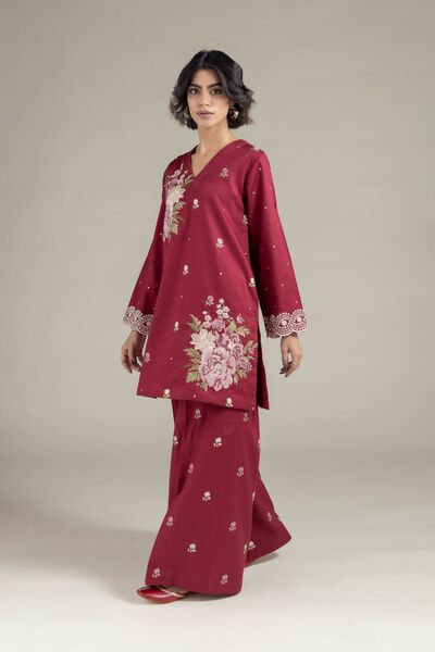 Embroidered | Textured Cotton | Pants | AED 100.00