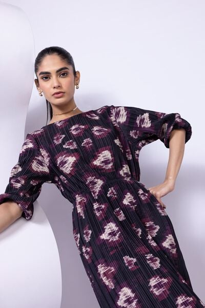 Printed | Pleated Georgette | Maxi Dress | AED 36.00