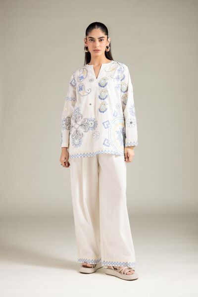 Textured Cotton | Trousers | AED 60.00