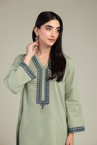 Embroidered | Cambric | Long Mint Kurta | AED 150.00