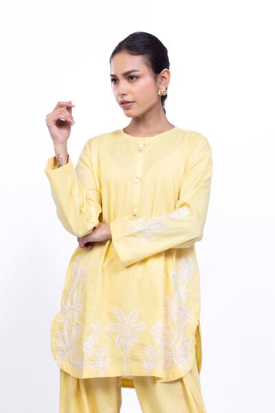 Embroidered | Cotton Dobby | Floral Threadwork Kurta | AED 140.00