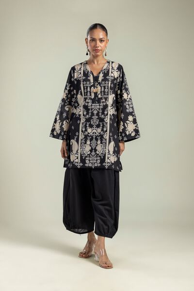 Printed | Cambric | Solid Black Shalwar | AED 80.00