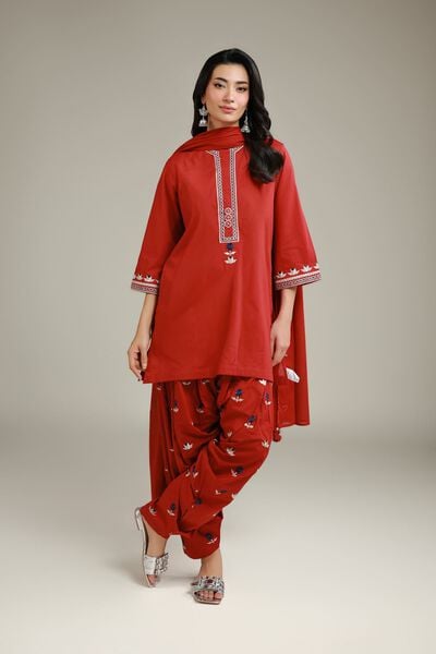 Embroidered | Cambric | Red Cambric Shalwar | AED 130.00
