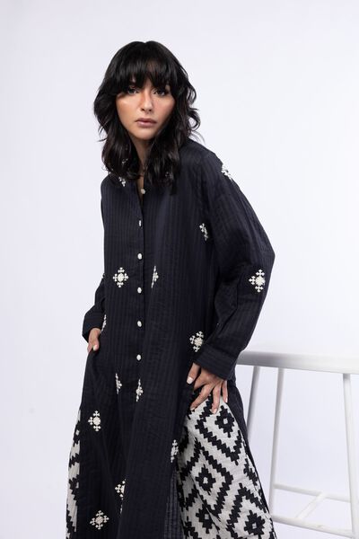 Embroidered | Double Layer Striped | Kurta | AED 80.00