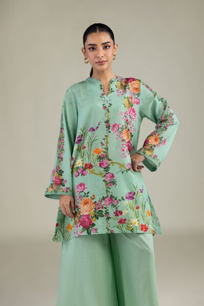 Printed | Cotton Dobby | Mint Dobby Kurta | AED 75.00