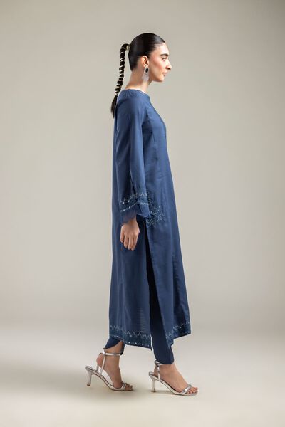 Embroidered |Cotton Dobby | Cotton Navy Shalwar | AED 80.00