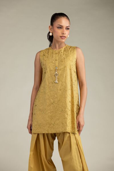 Embroidered | Cambric | Floral Sleeveless Kurta | AED 54.00