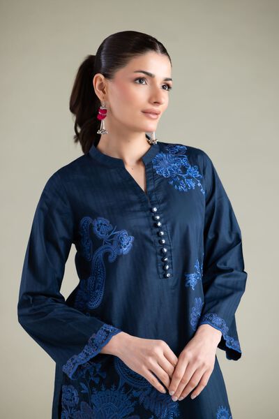 Embroidered | Cotton Dobby | Paisley Threadwork Kurta | AED 54.00