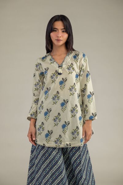 Printed | Cambric | Floral V-Neck Kurta | AED 75.00