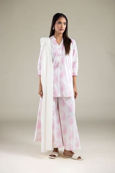 Embroidered | Textured Cotton | Pants | AED 130.00