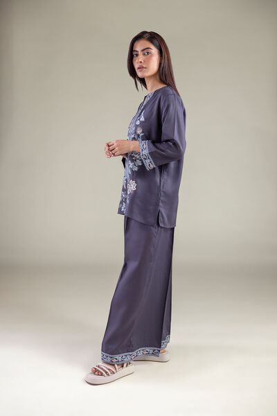 Embroidered | Textured Weave | Trousers | AED 50.00