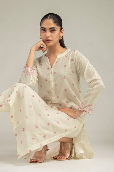 Embroidered | Cambric | Cambric Floral Kurta | AED 180.00