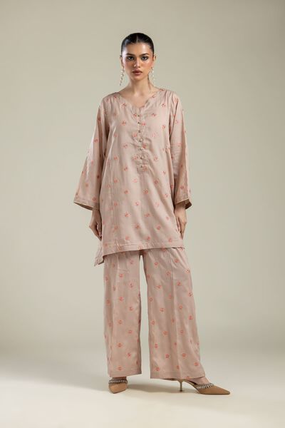 Embroidered | Textured Weave | Floral Wide-Leg Pants | AED 150.00