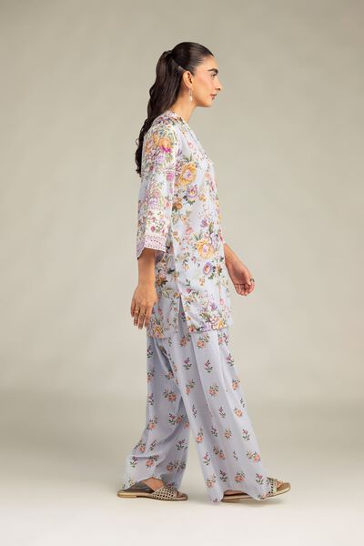 Printed | Raw Silk | Floral Silk Pants | AED 150.00