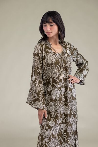 Printed | Cambric | Floral Longline Kurta | AED 100.00