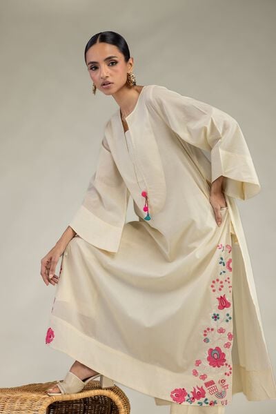 Embroidered | Cambric | Long Floral Kurta | AED 180.00