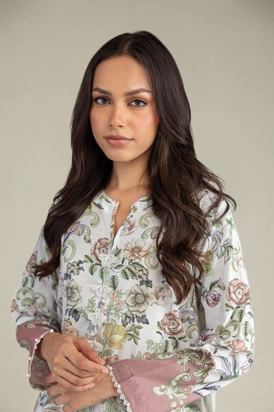 Printed | Cambric | Floral Longline Kurta | AED 150.00