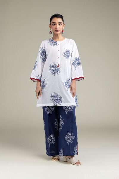 Embroidered | Cotton Dobby | Floral Navy Pants | AED 80.00