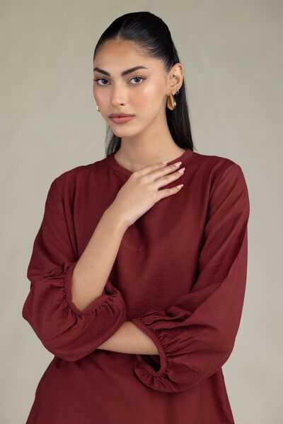 Dyed | Crepe | Solid Maroon Shirt | AED 150.00
