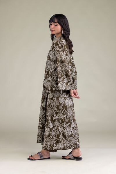 Dyed | Cambric | Floral Olive Pants | AED 80.00