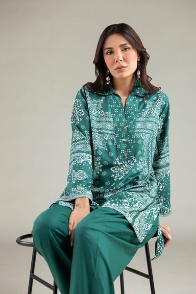 Printed | Viscose | Geometric Wing-Collar Kurta | AED 130.00