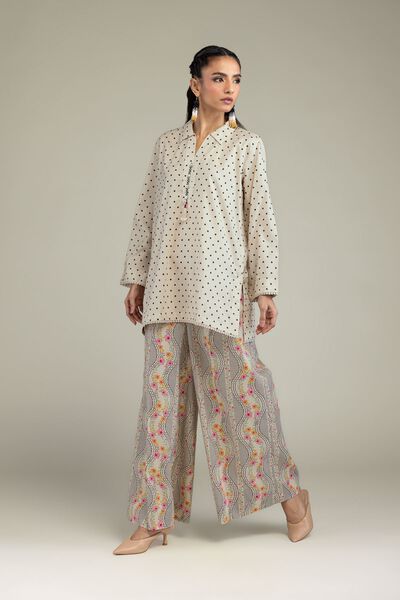Printed | Cambric | Gray Floral Pants | AED 130.00