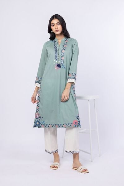 Embroidered | Crosshatch Poplin | Pants | AED 80.00