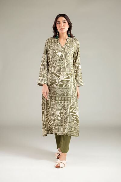 Printed | Viscose | Solid Straight Pants | AED 100.00