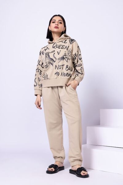 Printed | Lycra Terry | Hoodie | AED 30.00
