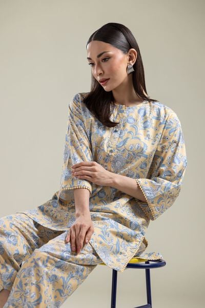 Printed | Cotton Viscose | Floral Cotton Kurta | AED 130.00