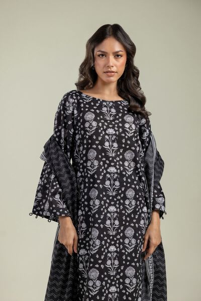 Printed | Cambric | Black Floral Kurta | AED 100.00