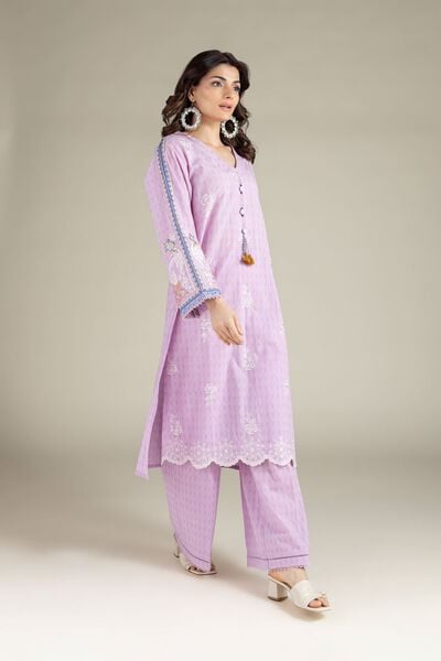 Embroidered | Cotton Dobby | Lavendar Tailored Set | AED 250.00