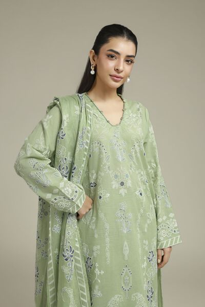 Printed | Cambric | Tailored 3-Piece Set | AED 250.00