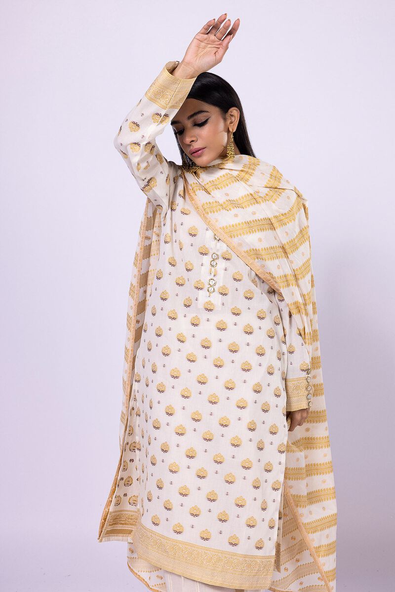 Dyed | Cotton Brosha Jacquard | Fabrics 3 Piece | null
