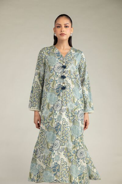 Printed | Cambric | Floral V-Neck Kurta | AED 150.00
