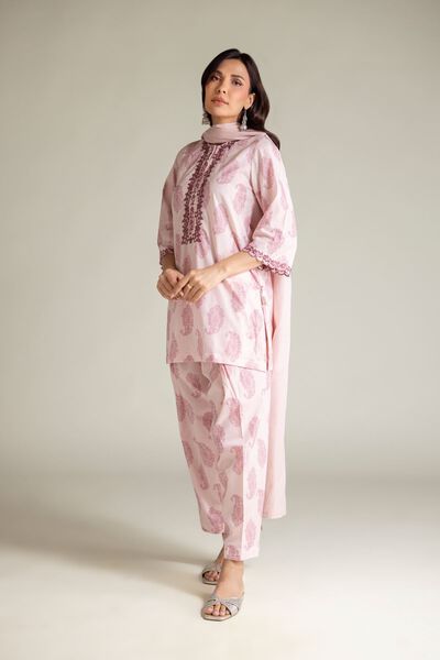 Embroidered | Cambric | Paisley Pink Shalwar | AED 100.00