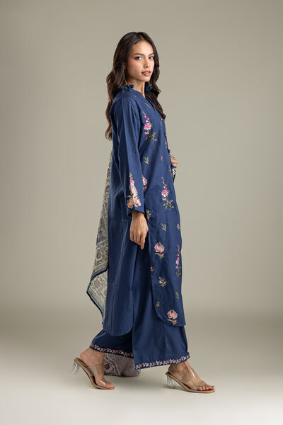 Embroidered | Textured Cotton | Pants | AED 130.00