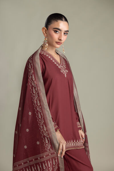 Embroidered | Mesuri | Maroon Mesuri Dupatta | AED 150.00